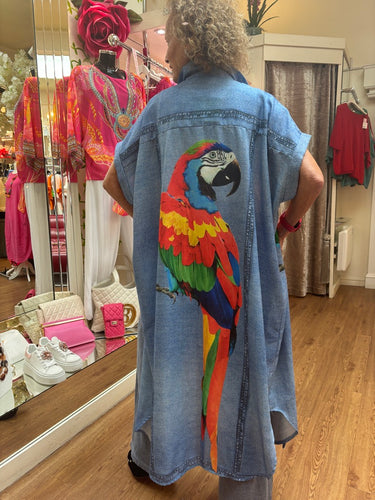 Parrot Long Line Tunic Shirt Dress