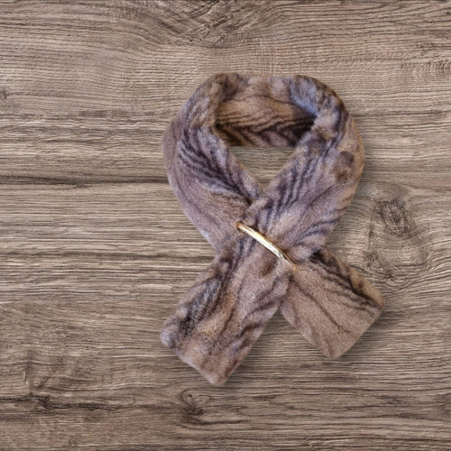 Malissa J Light Brown Feather Stripe Scarf GC20712