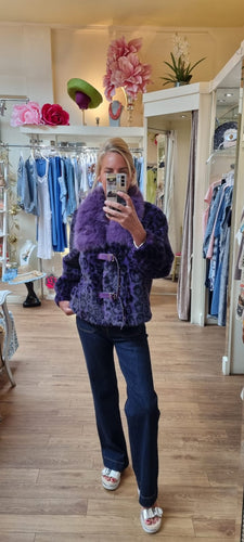 Purple Leopard Faux Fur Jacket
