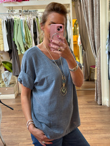 Flora Top Denim Blue