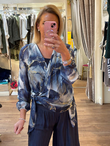 Vera Wrap Top Navy