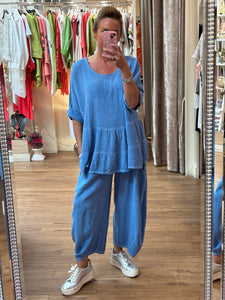 Lulu Linen Top Blue
