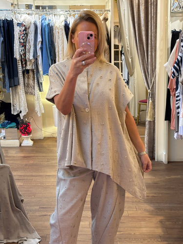 Button Pixie Top Beige