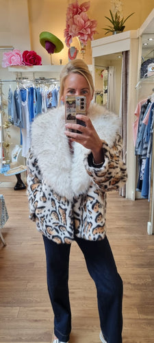 Leopard Print Faux Fur Jacket