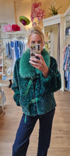 Load image into Gallery viewer, Green Leopard Faux Fur Coat