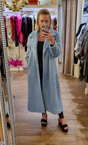 The Lux Diamanté Coat Baby Blue