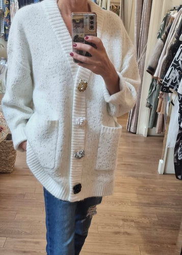 Sparkle Cardigan White