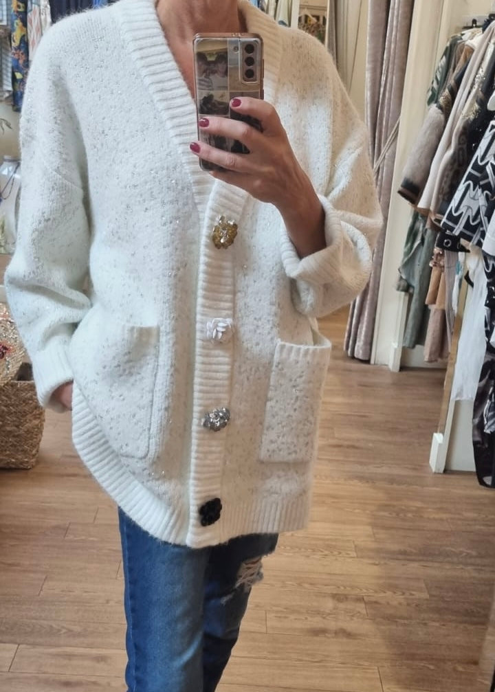 Sparkle Cardigan White