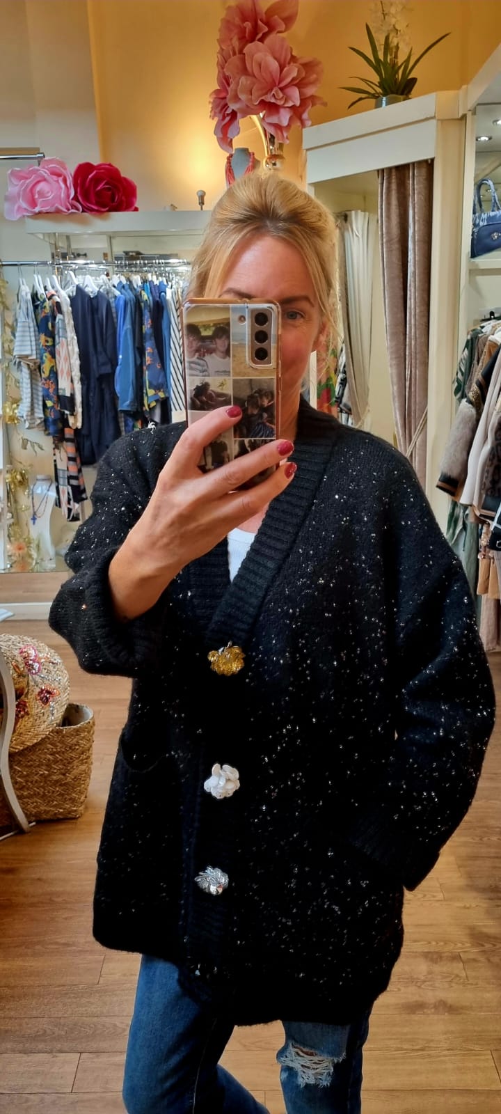 Sparkle Cardigan Black