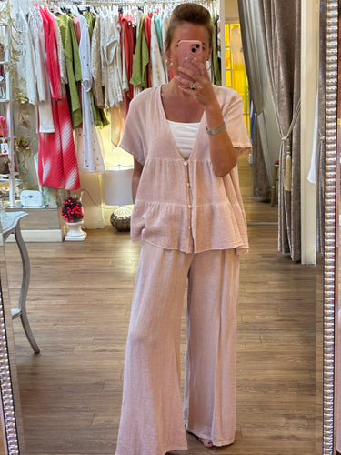 Lulu Linen Trousers Soft Pink