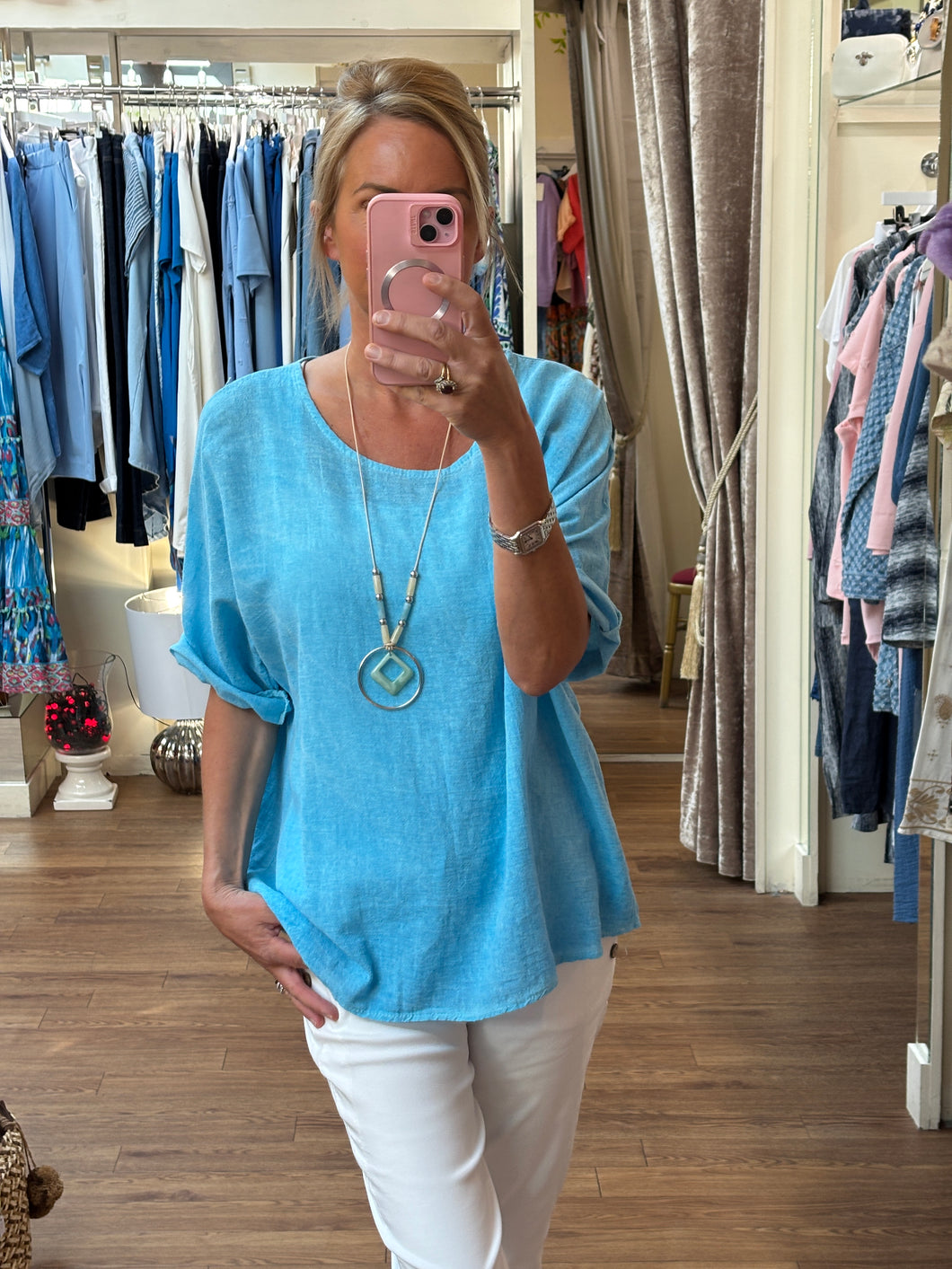 Florida Top with necklace Bright Blue