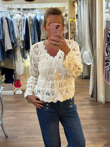Crochet Knit Cardigan Cream