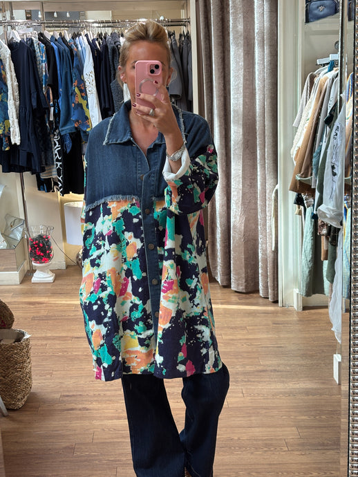 Bella Blue Graphic Denim Coat