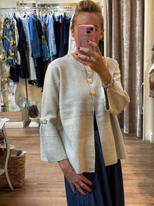 Gold Button Cardigan Beige