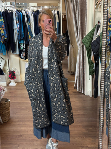 Soft Knit Grey Leopard Cardigan