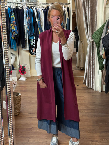 Long Waistcoat Burgundy