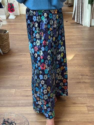 Malissa J Blue Flower Skirt wf1606