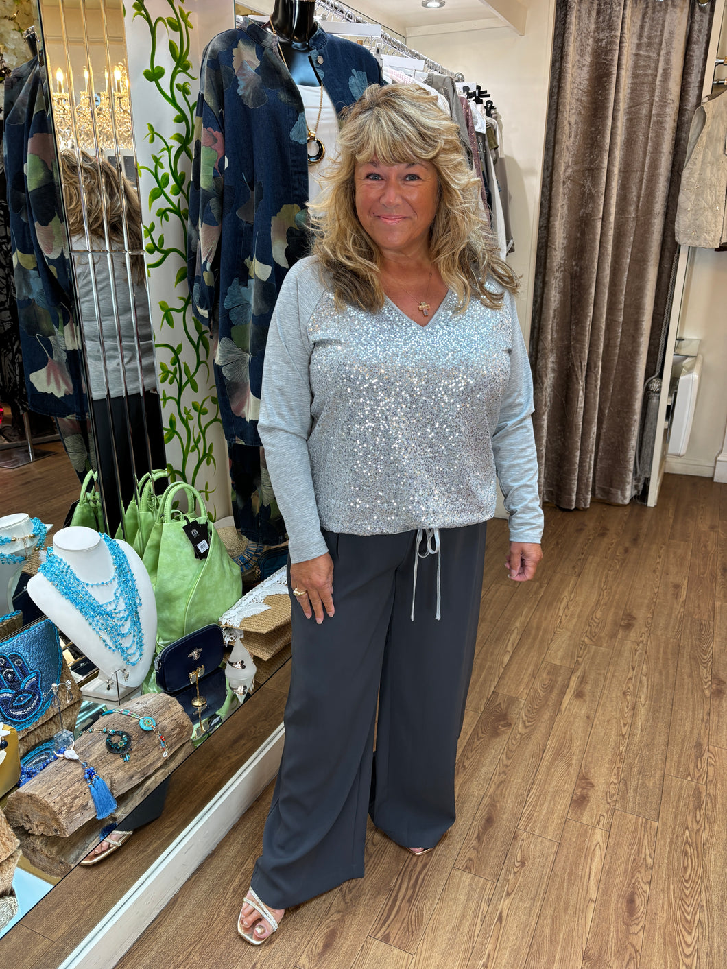 Malissa J Grey Trousers wf2086