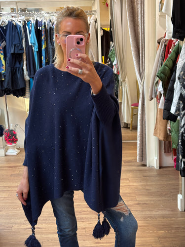 Navy Poncho Knit