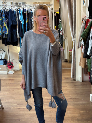 Grey Poncho Knit