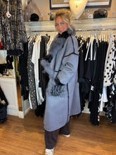 Load image into Gallery viewer, Malissa J Grey Faux Fur Coat GC21345