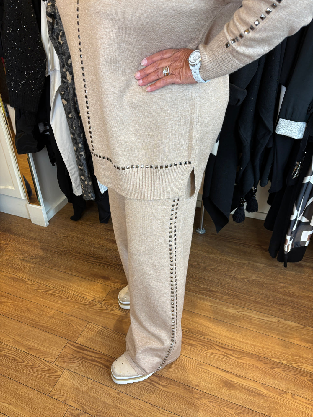 Malissa J Beige Stud Tropusers wf2643