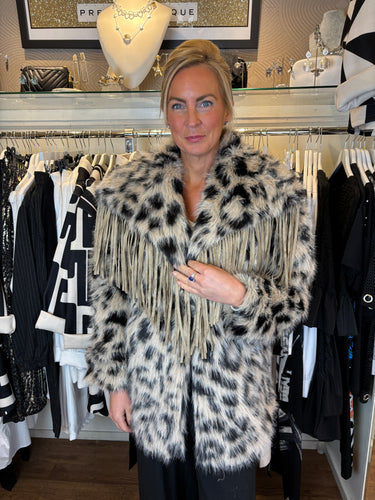 Leopard Print Fringe Jacket