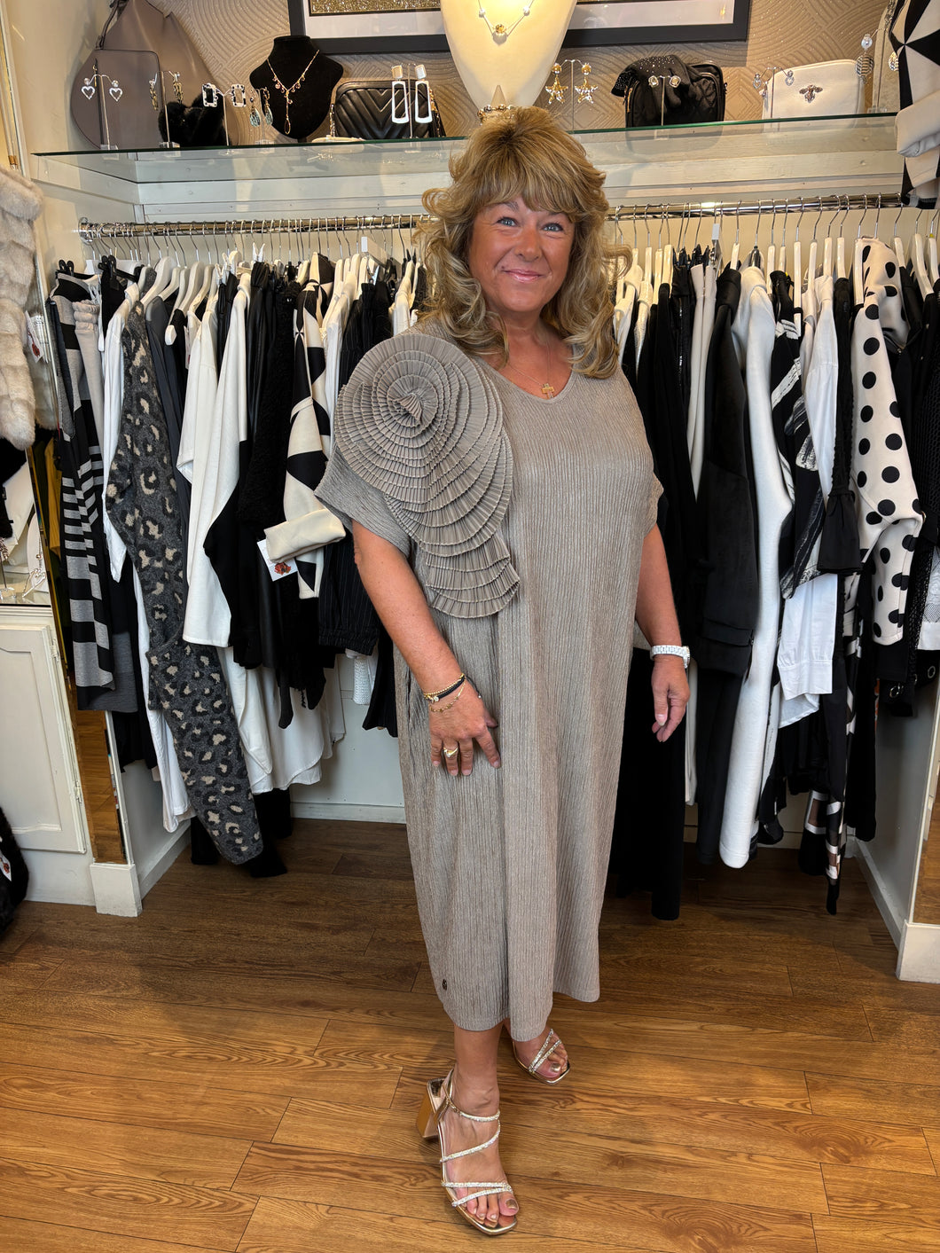 Malissa J Circle Dress Taupe wf 2632