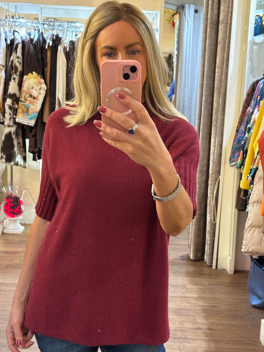 Short Sleeve Knit Wine