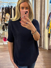 Load image into Gallery viewer, Short Sleeve Sparkle Knit Navy