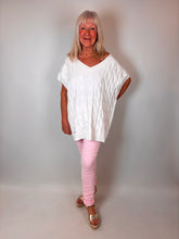 Load image into Gallery viewer, Malissa J Short Sleeve Cable Knit White wf2742b