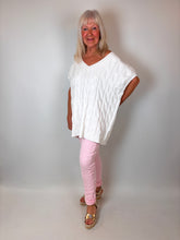 Load image into Gallery viewer, Malissa J Short Sleeve Cable Knit White wf2742b