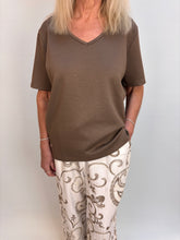 Load image into Gallery viewer, Malissa J V Neck Tee Brown wf2828