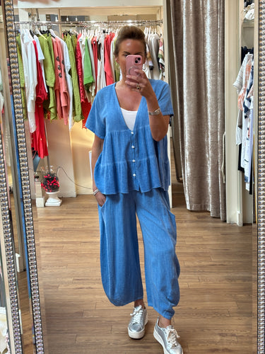 Lily Linen Trousers Blue