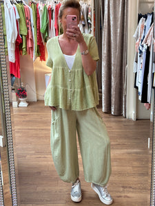 Lily Linen Trousers Lime
